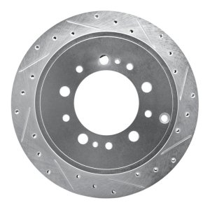 Lexus LX570 Brake Rotor (1) - Rear Right - R1 Concepts - Drilled & Slotted - Silver - `07-`22